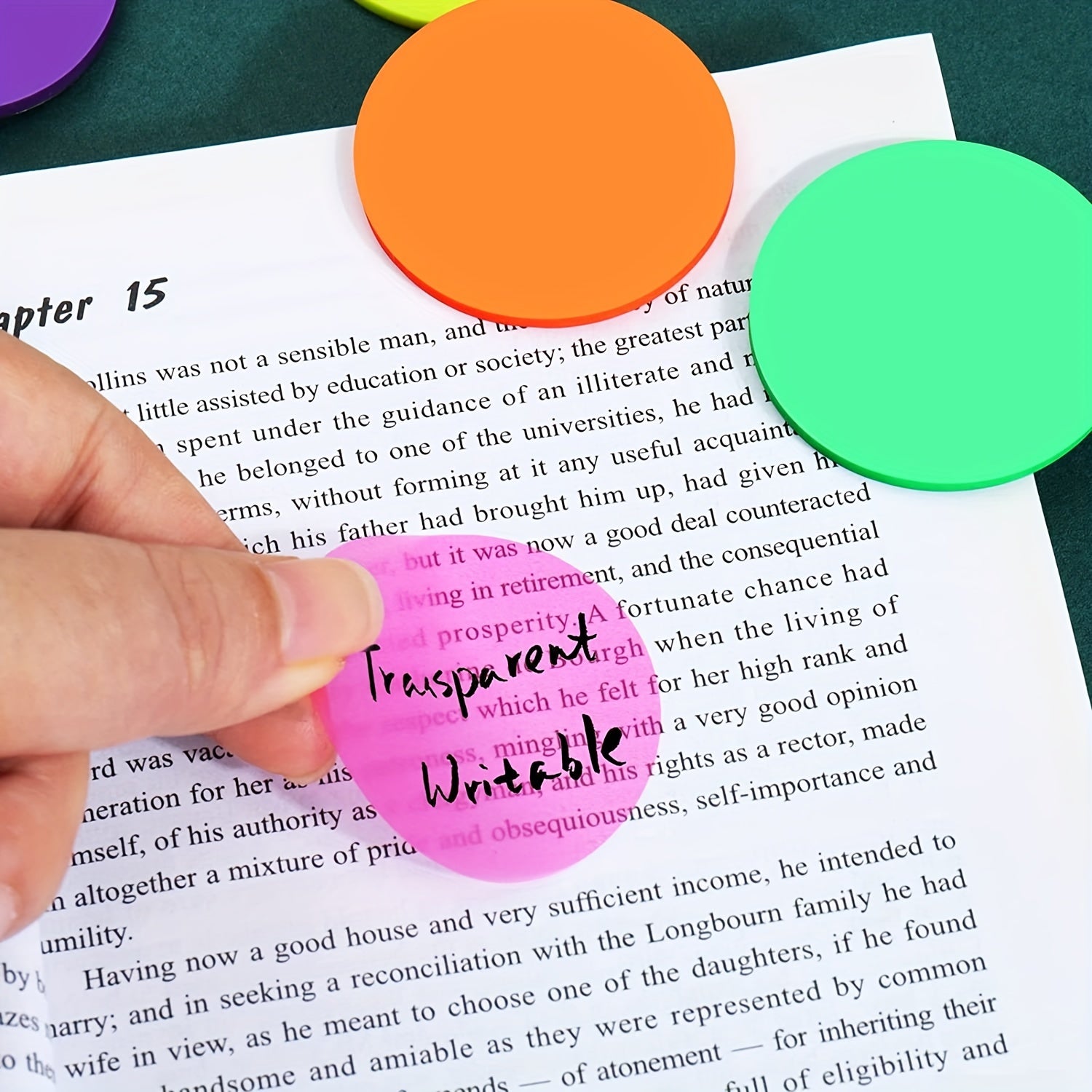 40pcs Colorful Round Transparent Adhesive Labels Sticky Notes