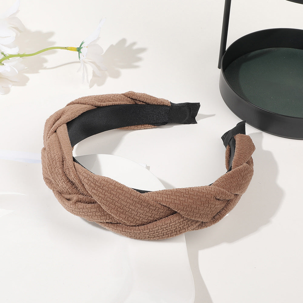 Flannel Braided Headbands Hairband Criss Cross Fall Winter Hair Accessories