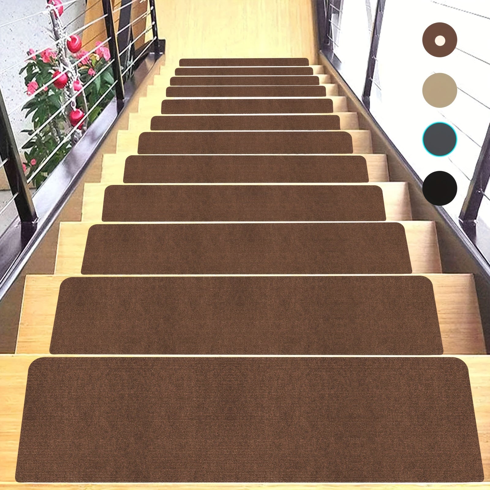 15pcs Non Slip Carpet Stair Treads for Wood Steps