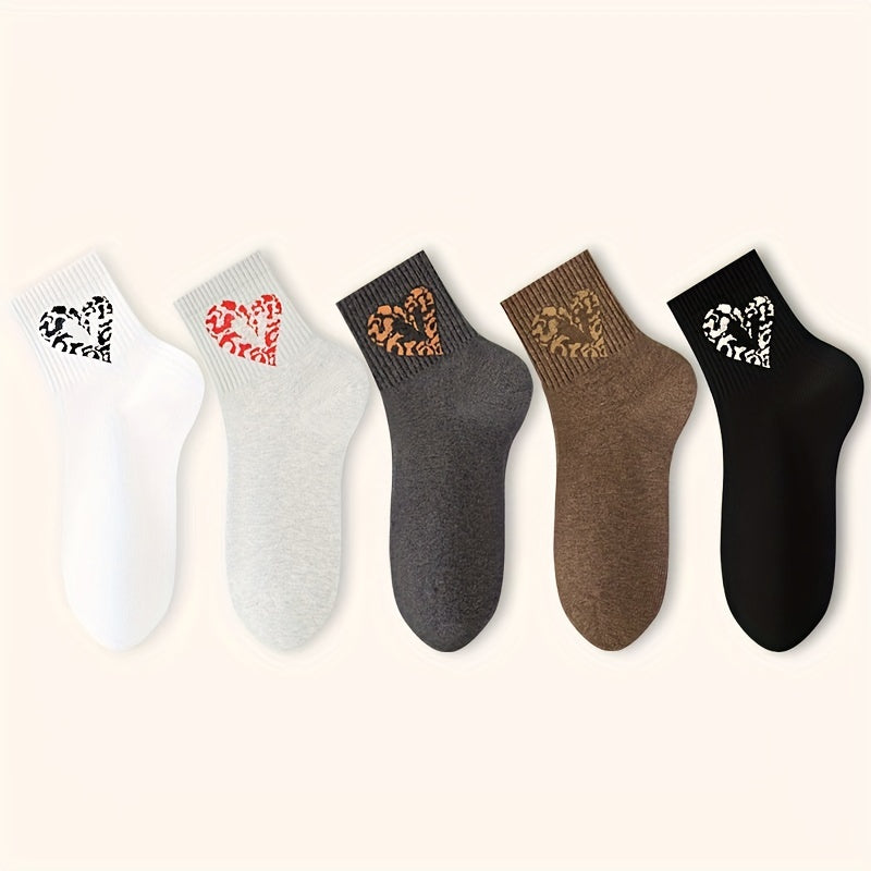 Heart Print Socks Soft Mid Tube Stockings Women's Hosiery
