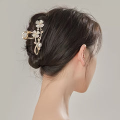 Flower Metal Golden Hair Claw Clip Non Slip Strong Hold Grip Hair Jaw Clip