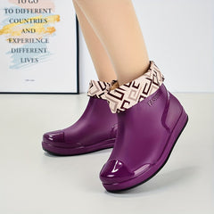 Women's Waterproof Ankle Rain Boots Non Slip Solid Short Tube Boots