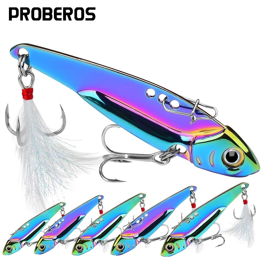 Reflective VIB Sequins Long Throw Lure with Feather Hook