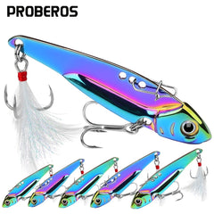 Reflective VIB Sequins Long Throw Lure with Feather Hook