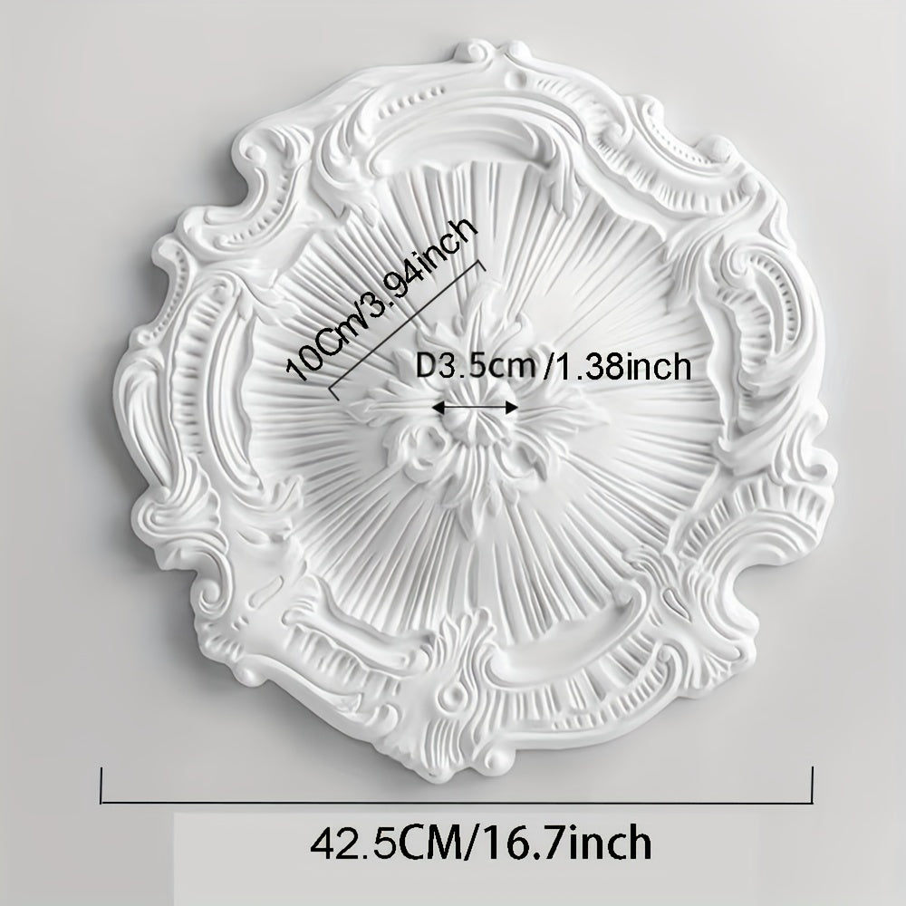 Modern Carved Round Gypsum Ceiling Lamp Holder