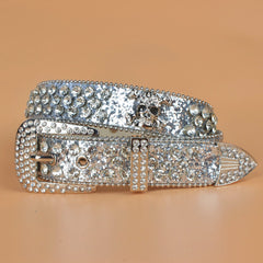 Rhinestone Skull Belt With Bling Stones For Couple