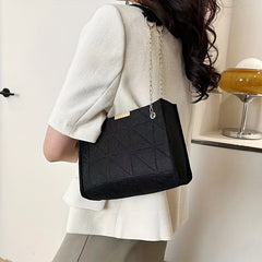 Solid Felt Square Shoulder Bag Minimalist Rhombus Pattern Chain Bag