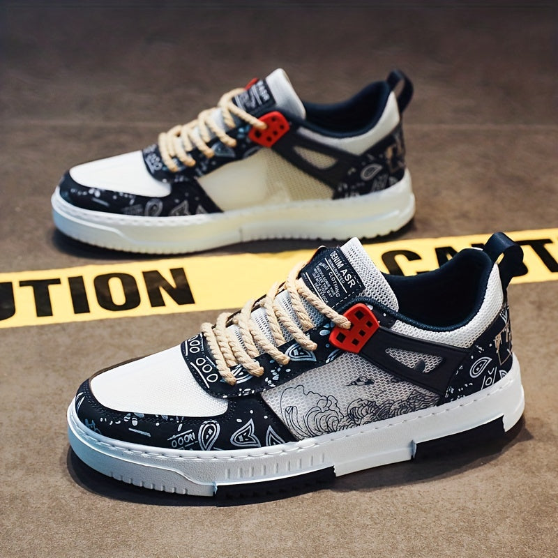 Men's Graffiti Skate Shoes Wear resistant Non Slip Casual Shoes For Youth