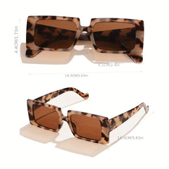 Tortoiseshell Rectangle Sunglasses Vintage Outdoor Glasses UV400