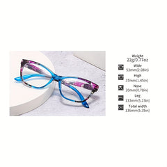 Cat Eye Clear Lens Glasses For Women Men Block Flower Frame Anti Light Glasses