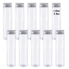 10pcs 115ml Clear Plastic Test Tubes With Caps
