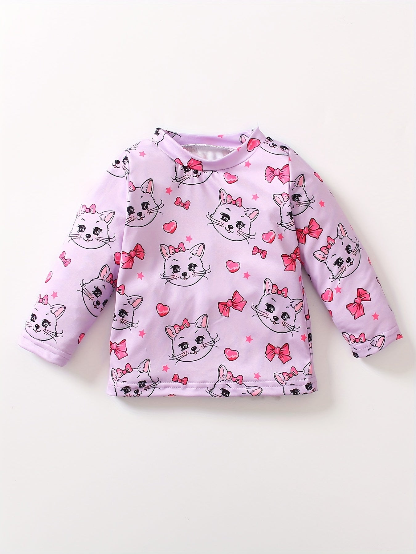 Girls Cat Bow Heart Graphic Sweatshirt Kids Long Sleeve T shirt