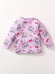 Girls Cat Bow Heart Graphic Sweatshirt Kids Long Sleeve T shirt