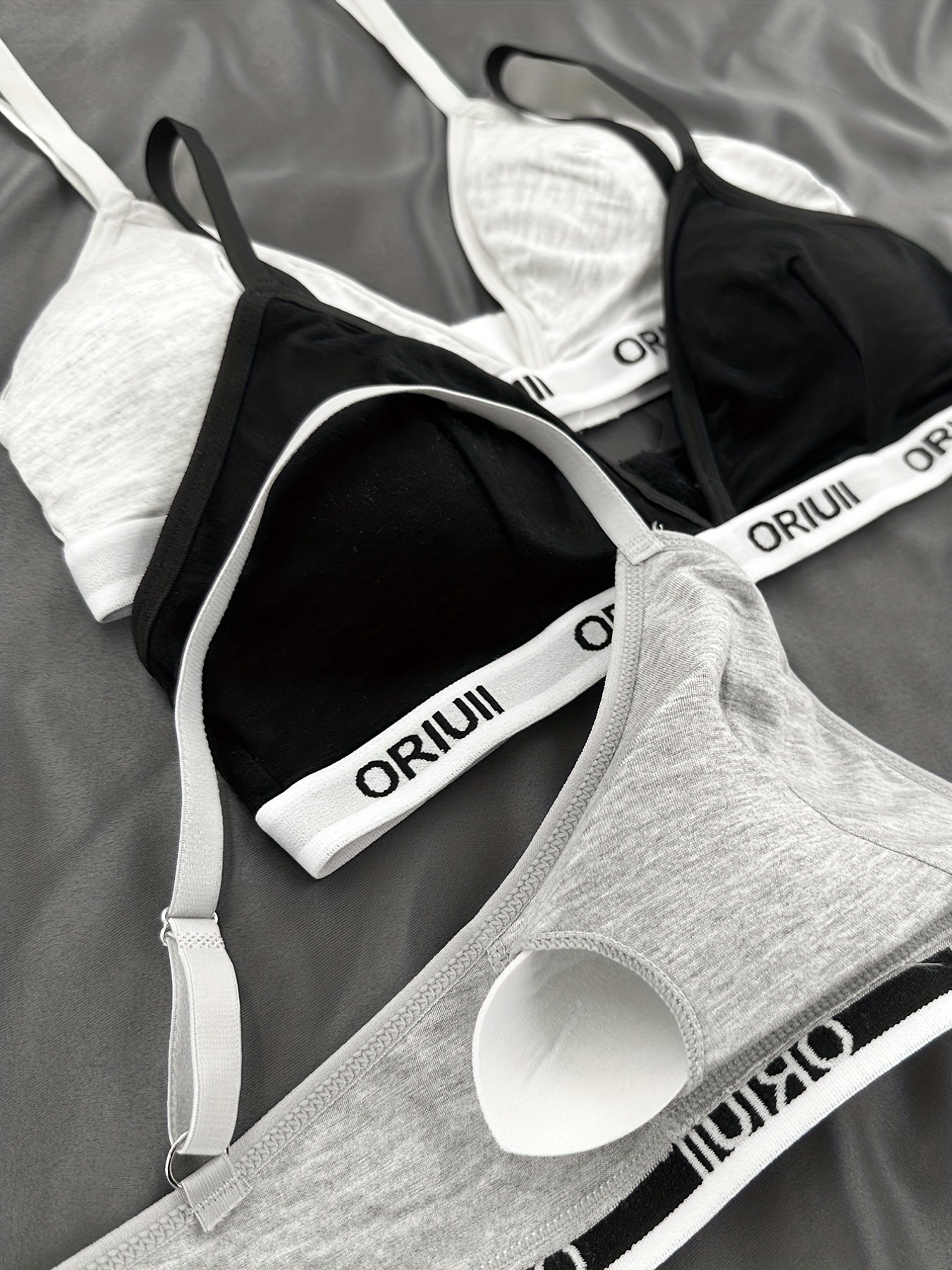 3pcs Letter Sports Bras Comfy Yoga Fitness Bra Women's Underwear