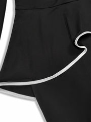  Colorblock Long Sleeve Round Neck Dress