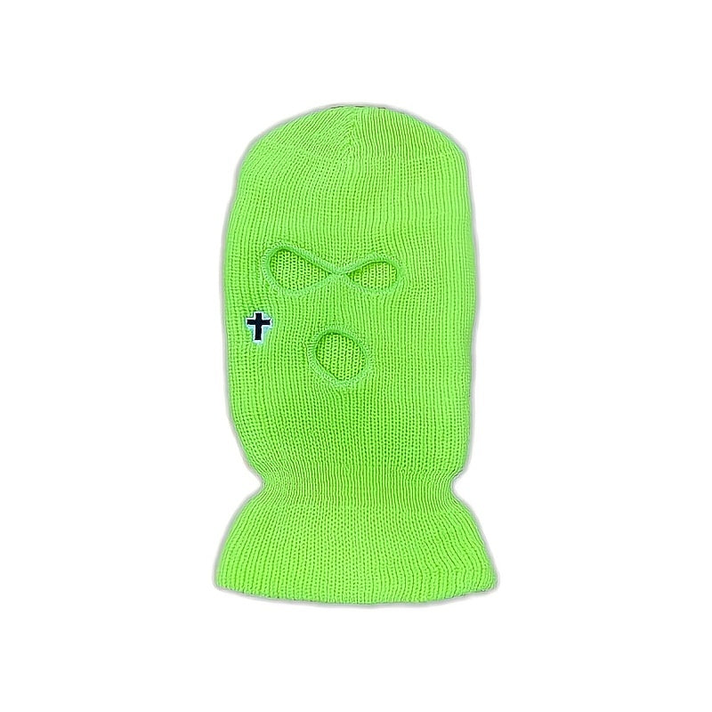 Cross Embroidered Three Hole Balaclava Hat Ski Mask