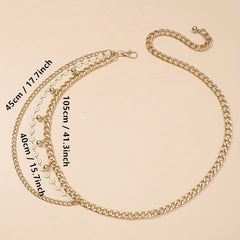 Daisy Layered Waist Chain Vintage Pendant Golden Tassel Metal Chain Belt