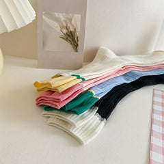 Heart Pattern Ribbed Socks Breathable Women's Mid Tube Stockings