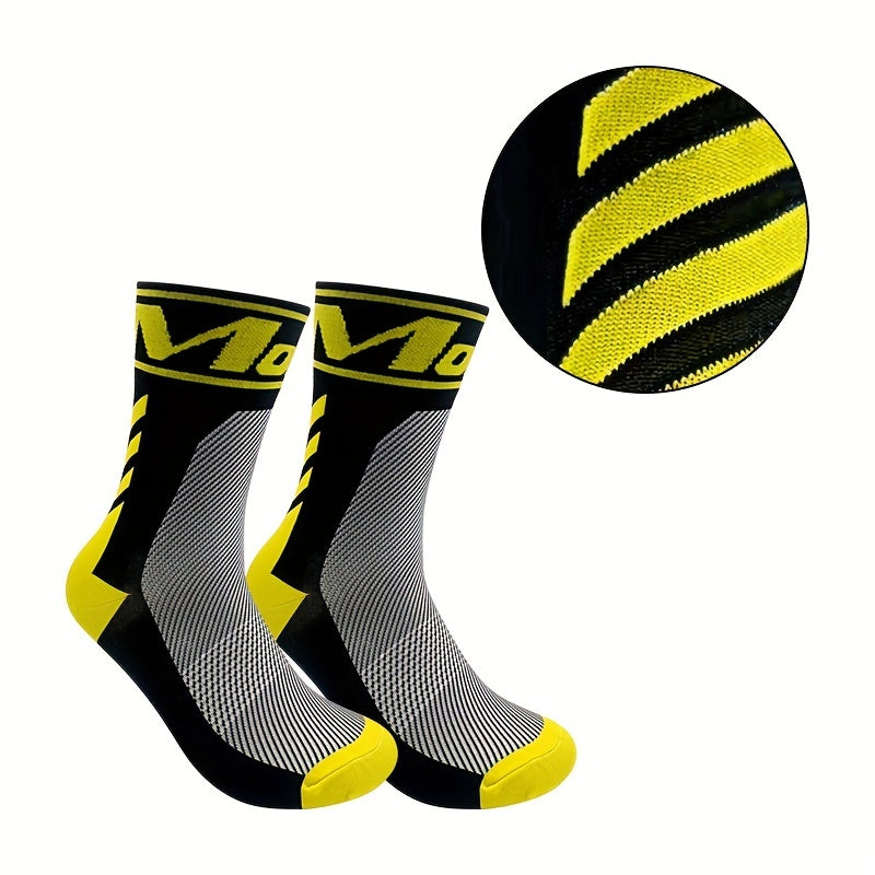 Breathable Sweat Absorbent Mid Calf Cycling Sports Socks