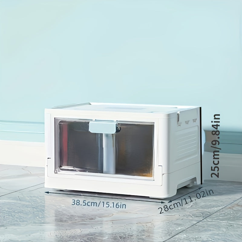 Large Capacity Clear Storage Bin With Wheels Foldable Luggage Box
