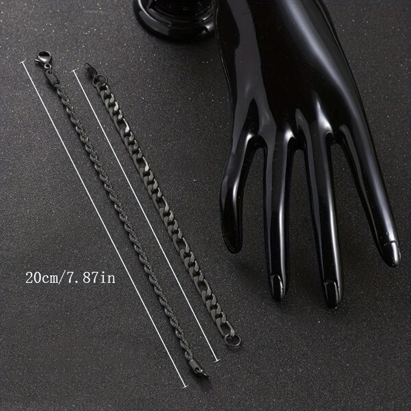 Braided Shape Chain Bracelet Stainless Steel Wristband Men Women