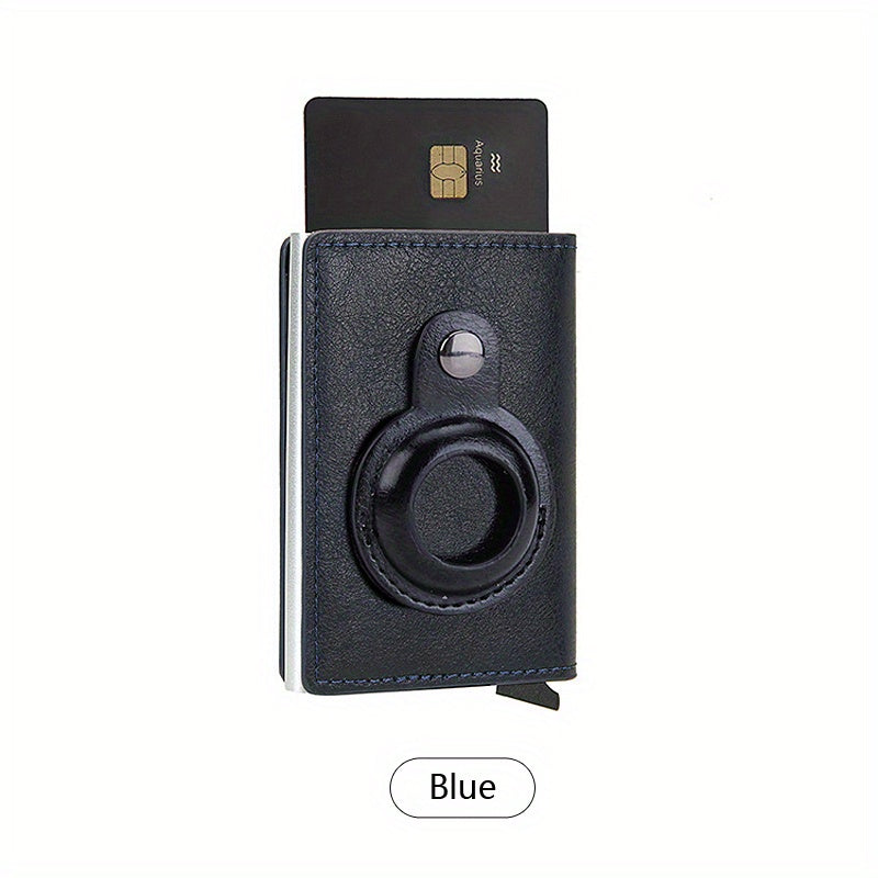 RFID Blocking Card Holder Airtag PU Leather Tracker Bracket Credit Card Bag