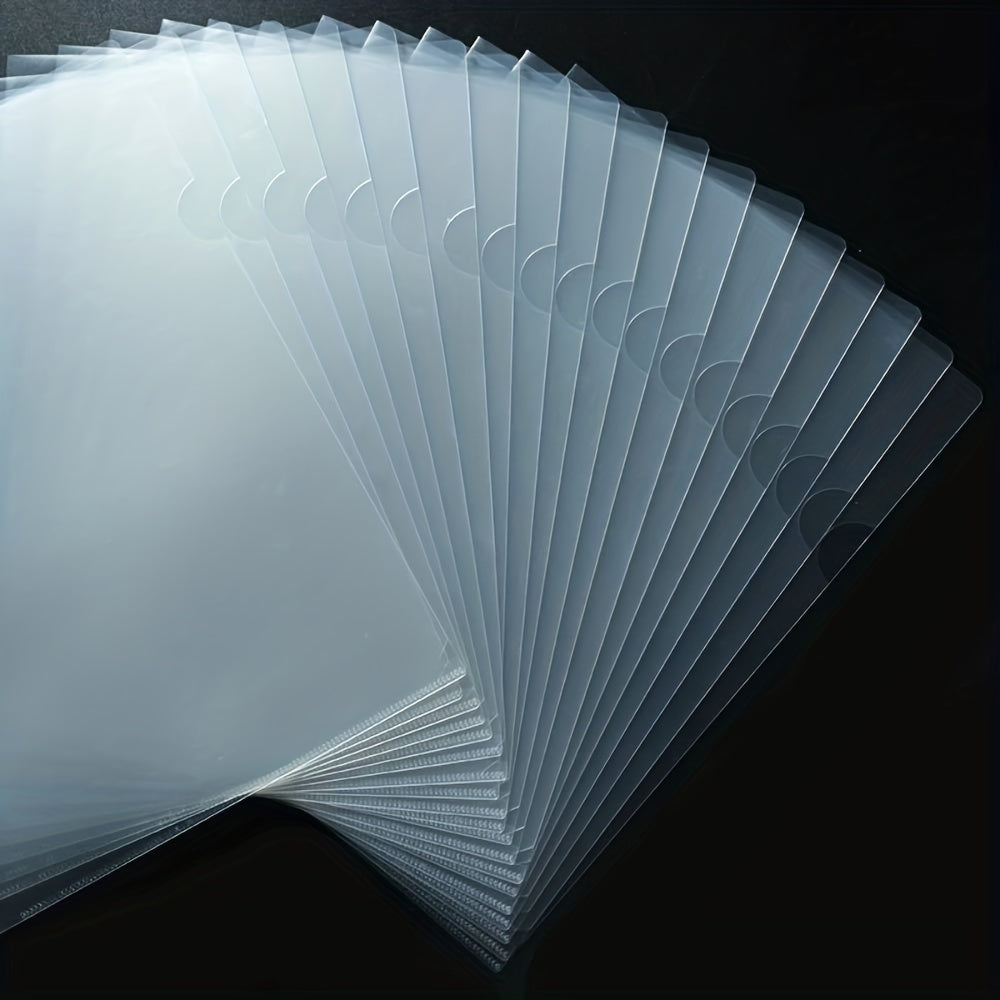 30pcs Transparent Document Folder A4 Letter Size L-shaped Plastic Pocket