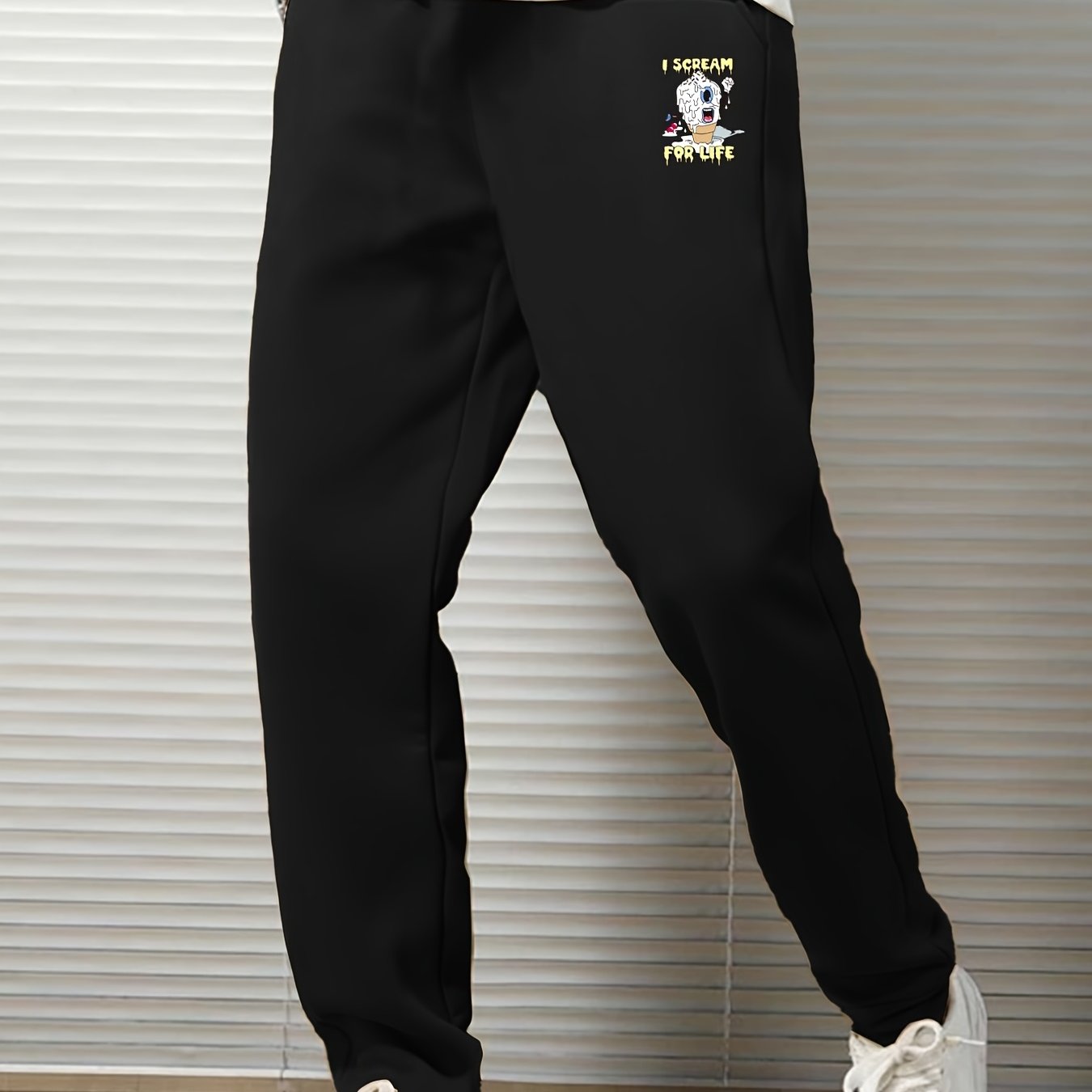 Cartoon Icecream Print Sweatpants - Men's Drawstring Jogger Pants