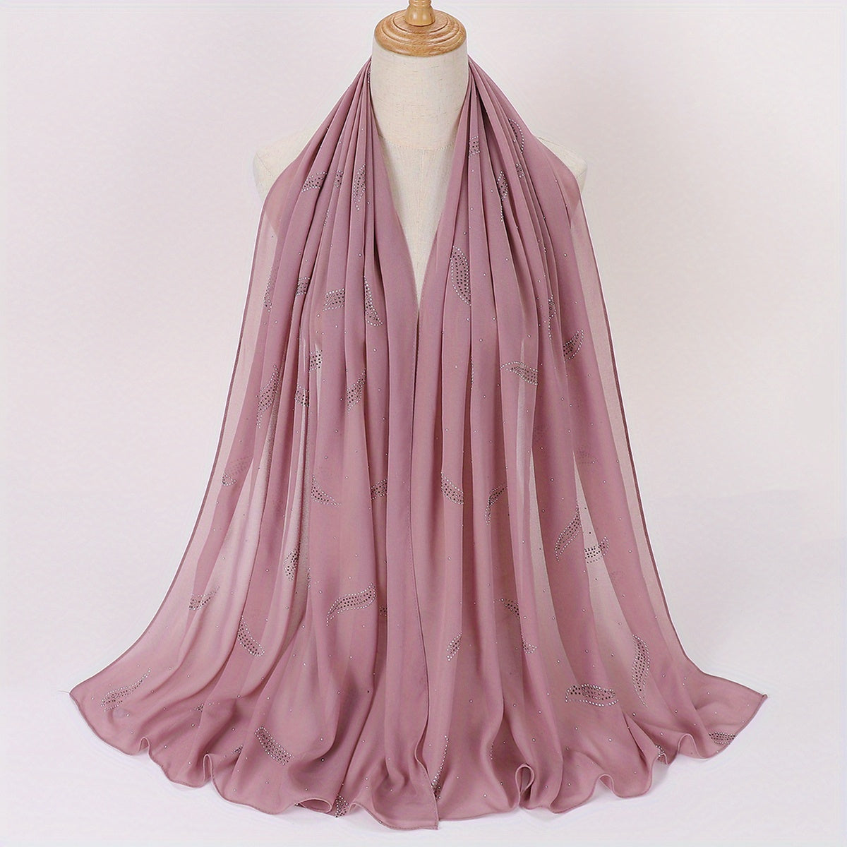 Wavy Leaf Chiffon Scarf Hijab Classic Shawl Head Wrap Women Hair Accessory