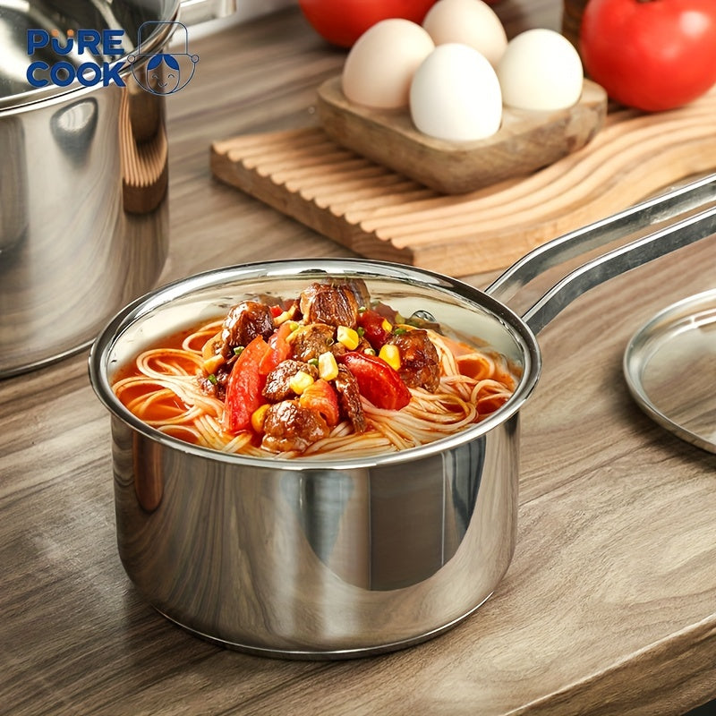6pcs Stainless Steel Cooking Pot Set Glass Lid Saucepan Soup Pot