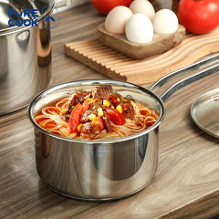 6pcs Stainless Steel Cooking Pot Set Glass Lid Saucepan Soup Pot