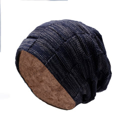 Men's Winter Plush Knitted Beanie Set