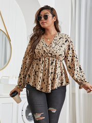  Criss Cross Neck Peplum Blouse