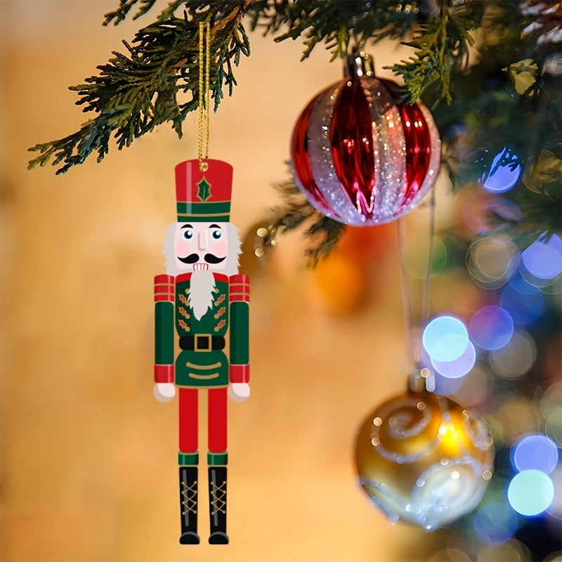 6pcs Acrylic Nutcracker Christmas Decoration Small Pendant Gift Bag Hanging
