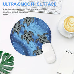 Round Non-Slip Gaming Mouse Pad for Women and Girls - Little Turtle Design