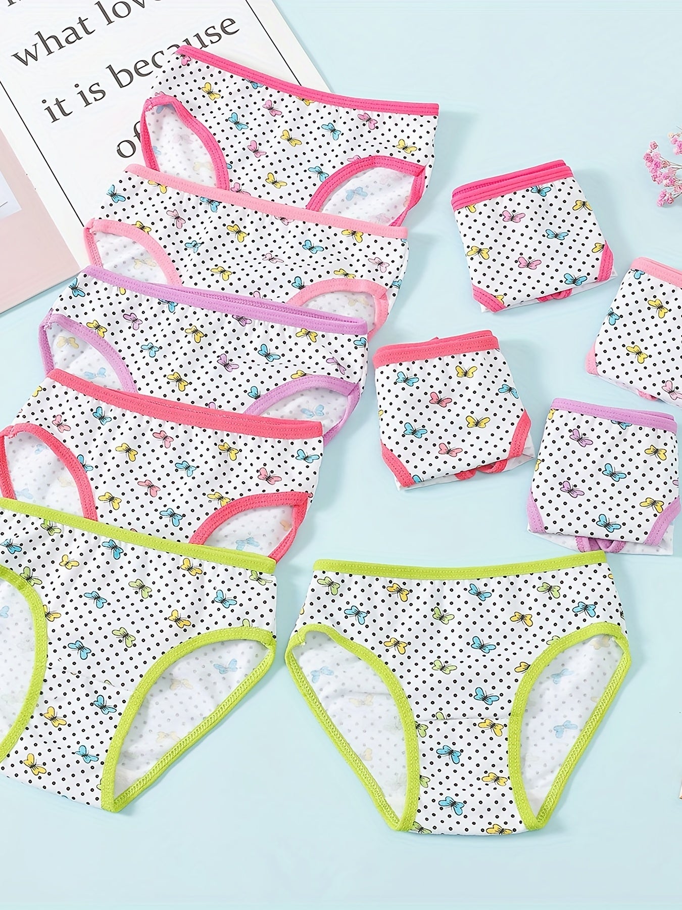 10pcs Butterfly Girls Briefs Kids Elastic Soft Panties