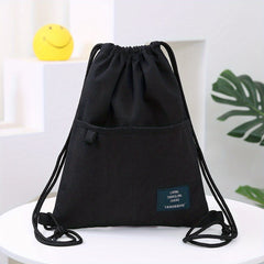 Canvas Drawstring Large Capacity Backpack Lightweight Shoulder Bag