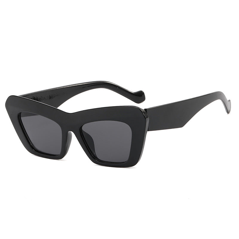 Cat Eye Wide Temple Sunglasses Triangle Glasses Hip Hop Sunglasses