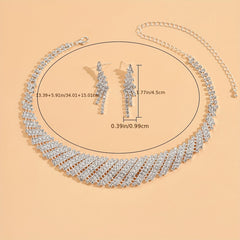 Rhinestone Bridal Jewelry Set Silver Plated Accessories