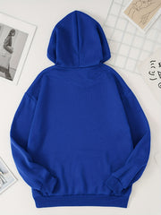 Graphic Print Kangaroo Pocket Hoodie Women's Clothing
