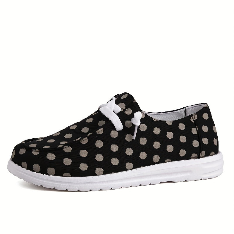 Women's Polka Dot Pattern Canvas Shoes Casual Lace Up Outdoor Shoes