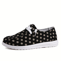 Women's Polka Dot Pattern Canvas Shoes Casual Lace Up Outdoor Shoes