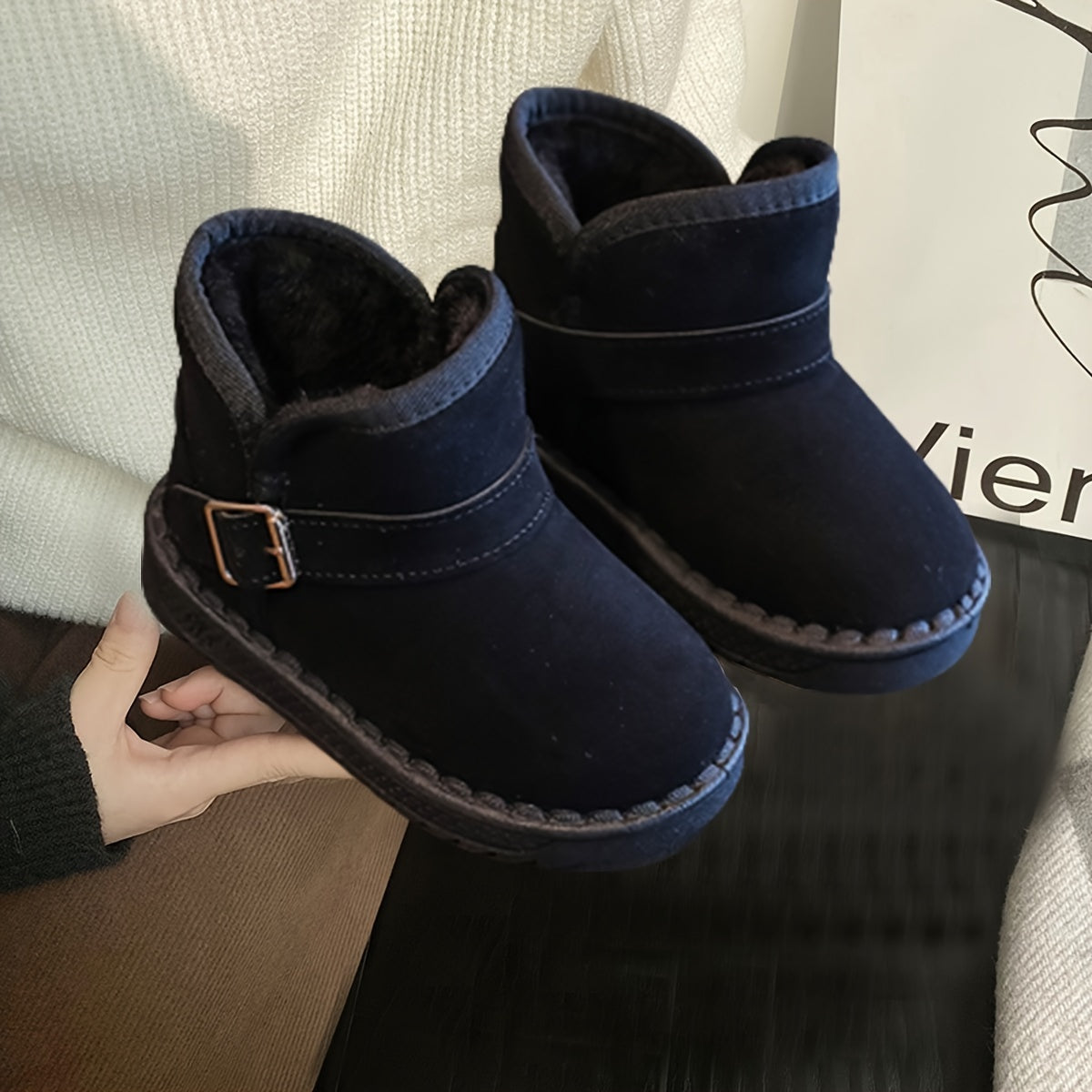 Vintage Snow Boots For Girls Soft Warm Plus Fleece Outdoor Walking Hiking Winter