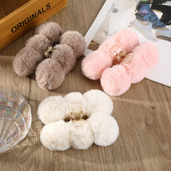 Fluffy Plush Hair Claw Clip Winter Hair Barrettes for Girls Woman