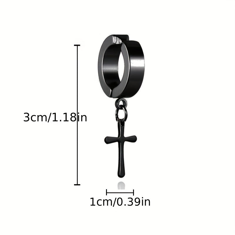 Gothic Hip hop Punk Cross Pendants Earrings for Men Women