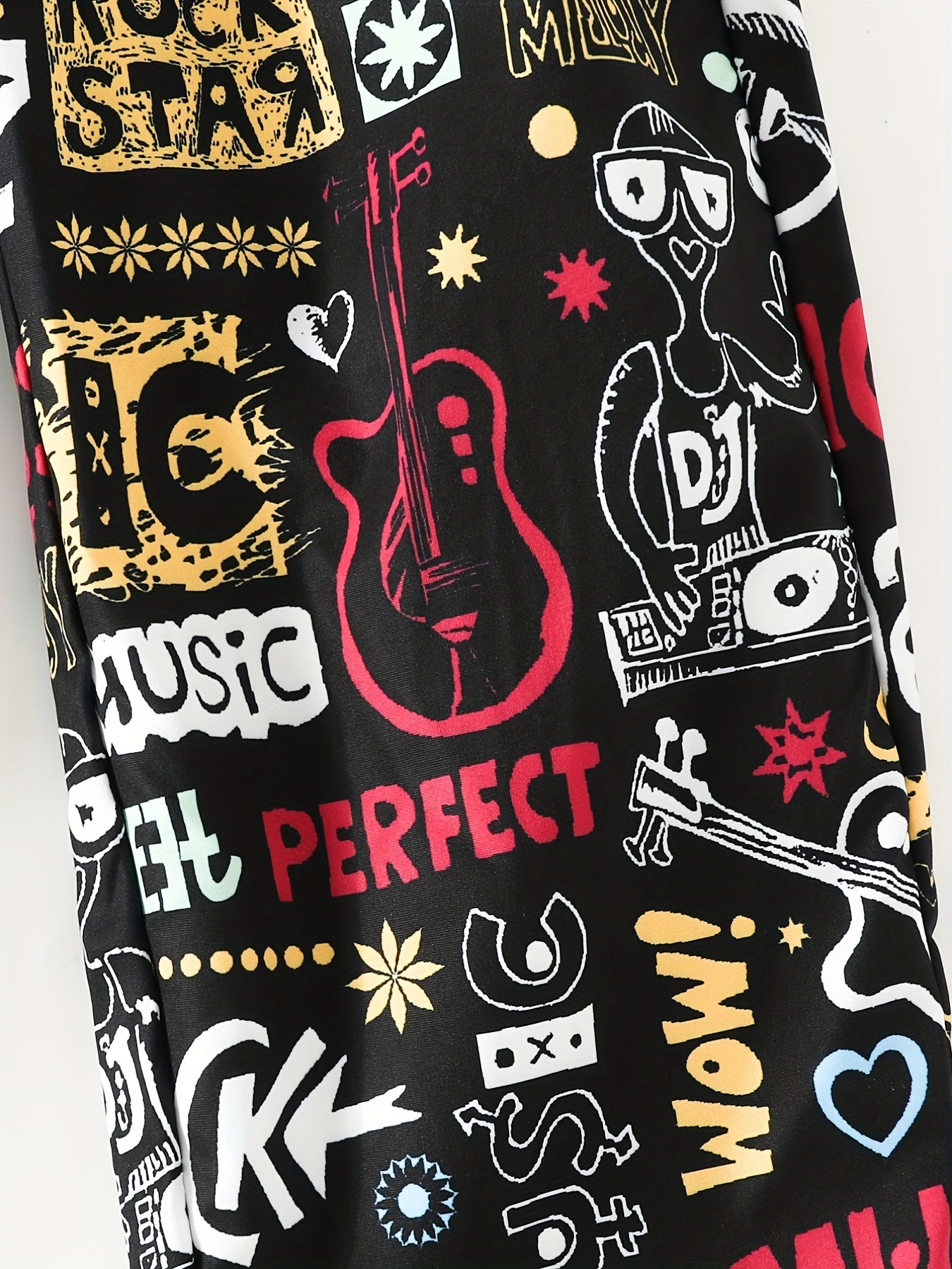 Girls Graffiti Style Loose Joggers Sweatpants High Waist Trousers