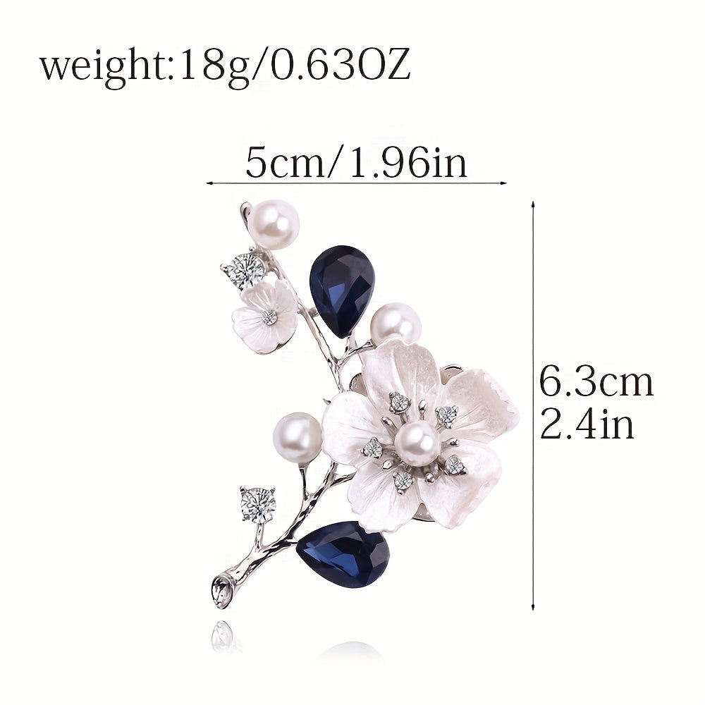 Men's Plum Blossom Pearl Crystal Brooch Charm