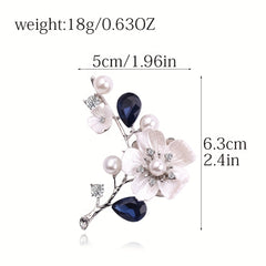 Men's Plum Blossom Pearl Crystal Brooch Charm