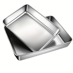 Stainless Steel Square Tray Vegetable Plate Baking Shallow Tray
