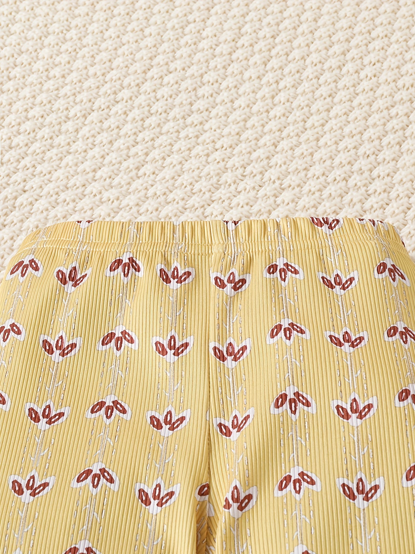 2pcs Butterfly & Flowers Print Leggings Set For Toddler Girls